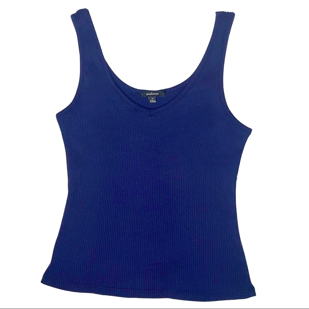 Blue Ribbed Tank Top